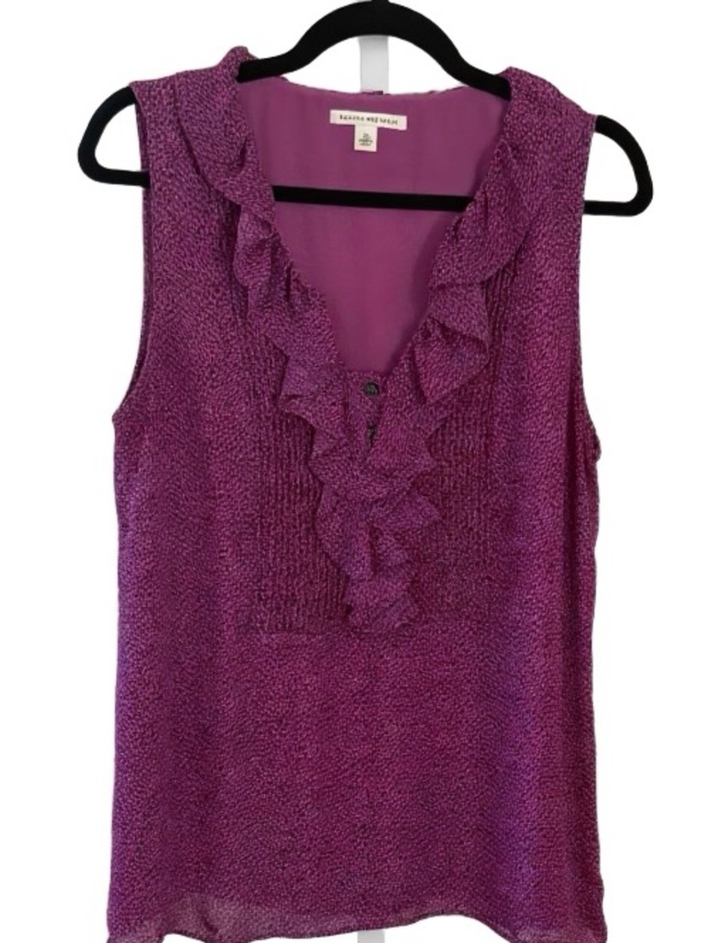 Banana Republic Magenta Ruffle V-Neck Sleeveless Camisole